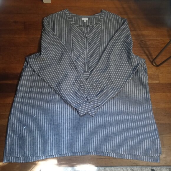 J. JILL love linen plus mixed stripes tunic top (4X) - Picture 3 of 16